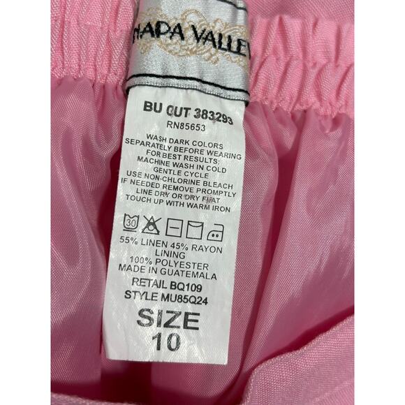 Vintage Napa Valley Pants Size 10 Pink Linen Blend Pull On Crop Straight Pockets - Picture 6 of 11